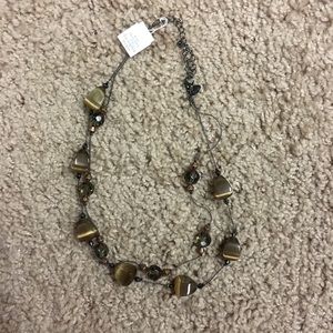 Lia Sophia Double Strand Beaded and Gem Necklace
